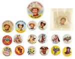 ROY ROGERS COMPLETE BUTTON SET FROM "POST'S GRAPE-NUTS FLAKES" PLUS THREE LARGER PORTRAIT BUTTONS.