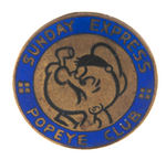 "SUNDAY EXPRESS POPEYE CLUB" RARE ENGLISH 1930s ENAMEL ON BRASS BADGE.