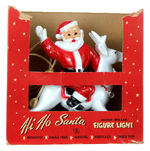 "HI HO SANTA" ON REINDEER FIGURAL LIGHT BOXED.