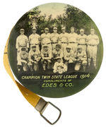 “CHAMPION TWIN STATE LEAGUE 1914” REAL PHOTO TAPE MEASURE BUT MISSING SIDE EDGE COVER.