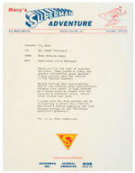 “MACY’S SUPERMAN ADVENTURE” RARE TYPED LETTER.