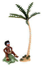 WINSOR McCAY JR. "JUNGLE IMPS" GLAZED CERAMIC FIGURE WITH TURTLE & TREE.