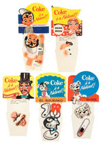 “ROOTIE KAZOOTIE/COCA-COLA” COMPLETE SET OF FIVE PROMOTIONAL PUNCH-OUT FINGER PUPPETS.