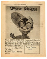 “ROOTIE KAZOOTIE/POLKA DOTTIE” MASKS/VINTAGE BROCHURE SIGNED BY CREATOR STEVE CARLIN.