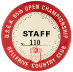 RARE “STAFF” BUTTON FOR 65TH U.S.G.A. CHAMPIONSHIP.