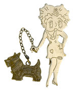 BETTY BOOP WITH SCOTTIE DOG SILVERED BRASS 1930s PIN.