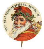 RARE SANTA BUTTON FOR BUTTON MAKER “KEYSTONE BADGE.”