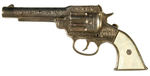 "PEACE MAKER" 1940 GOLD FINISH CAST IRON REPEATER CAP GUN BY STEVENS.