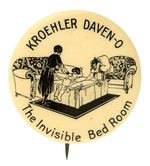 KROEHLER EARLY FOLD-OUT SOFA BED ADVERTISING BUTTON FROM 1924.