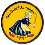 “OLD DUTCH CLEANSER CHASES DIRT” TWO-SIDED CELLO PAPERWEIGHT.