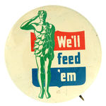 GENERAL MILLS ICONIC GREEN GIANT PATRIOTIC WWII BUTTON.