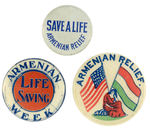 ARMENIAN RELIEF BUTTONS FROM WORLD WAR I ERA.