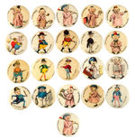 "LITTLE PINKIES" 1896 COMPLETE SET OF 21 BUTTONS.