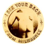 REAR VIEW OF NUDE WITH CAPTION "I SEE YOUR BACK FROM MILWAUKEE" FROM HAKE COLLECTION.