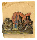 “SPANISH COALING STATION” OUTSTANDING SHELL BADGE ON PARTIAL ORIGINAL CARD