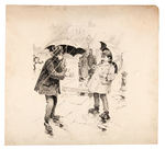 W.H. GALLAWAY LARGE 1897 PUCK MAGAZINE ILLUSTRATION ORIGINAL ART.