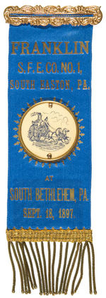 BEAUTIFUL “SOUTH BETHLEHEM, PA.”  1897 RIBBON COMPLETE WITH W&H ENVELOPE.