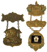 PENNSYLVANIA EARLY PAIR OF BRASS LARGE BADGES.