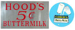 "CADBURY'S DAIRY MILK/HOOD'S 5¢ BUTTERMILK" RESTAURANT DAIRY CABINET SIGN PAIR.