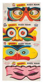 "POST'S SUGAR CRISP SCARY MASK" PUNCH OUT PREMIUM SET OF FOUR.