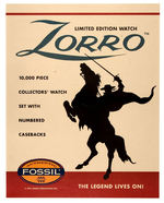 "ZORRO" LIMITED EDITION WATCH BY FOSSIL WITH STORE POSTER.