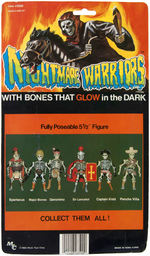 "NIGHTMARE WARRIORS WITH BONES THAT GLOW IN THE DARK" SPARTACUS ON CARD.