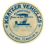 "KRATZER VEHICLES" MIRROR FROM "SAAR BROS. FT. MADISON, IA."