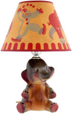 DUMBO-INSPIRED CIRCUS ELEPHANT FIGURAL CERAMIC LAMP & SHADE.