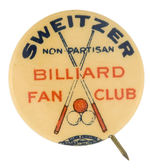 BILLIARD BUTTON CIRCA 1920s FOR CHICAGO POLITICIAN PRIOR TO 1930s EMBEZZLEMENT CHARGE.