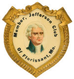 RARE AND EARLY CELLO AND BRASS BADGE PICTURING THOMAS JEFFERSON.
