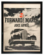 "BUICK 8 FORWARD! MARCH AND APRIL" 1936 FRAMED SHOWROOM POSTER.