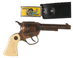 "RIN TIN TIN" LEATHER HOLSTER SET WITH CAP GUN.