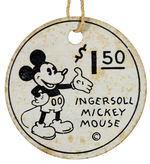 “INGERSOLL MICKEY MOUSE” 1933 WIND-UP CLOCK IN CHOICE CONDITION WITH TAG.