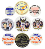 CLINTON 1992-1996 BUTTON GROUP INCLUDING JUGATES AND COATTAILS.