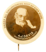 "19TH CENTURY SPIRITUALIST A.J. DAVIS" REAL PHOTO BUTTON FROM THE HAKE COLLECTION.