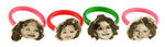 SHIRLEY TEMPLE FOUR CELLULOID DIE-CUT 1930s PORTRAIT RINGS.