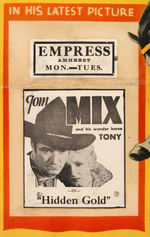 "TOM MIX - HIDDEN GOLD" INSERT MOVIE POSTER.