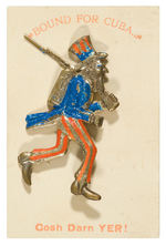 UNCLE SAM “BOUND FOR CUBA” LARGE EMBOSSED PIN ON ORIGINAL CARD.