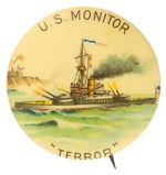 RARE SPANISH-AMERICAN WARSHIP BUTTON "U.S. MONITOR/TERROR.”