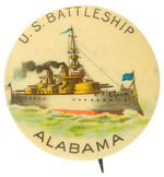 SPANISH AMERICAN WAR “U.S. BATTLESHIP ALABAMA” BUTTON.