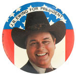 DALLAS TV SHOW BUTTON SHOWING "J.R. EWING FOR PRESIDENT"