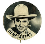 "GENE AUTRY" EARLY PORTRAIT BUTTON CIRCA LATE 30s FROM HAKE COLLECTION & CPB.