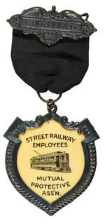 OUTSTANDING EARLY RIBBON BADGE FOR “STREET RAILWAY EMPLOYEES MUTUAL PROTECTIVE ASS’N.”