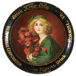 "DRINK KING COLA/THE ROYAL DRINK" GIRL WITH BOUQUET TIP TRAY.