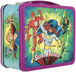 DC COMICS "SUPER FRIENDS" UNUSED METAL LUNCHBOX WITH THERMOS.