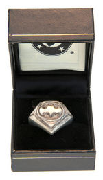 BATMAN LOGO STERLING SILVER RING FROM 1992 LIMITED EDITION.