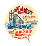 "AVIATOR" AWARD BUTTON FOR AMUSEMENT RIDE IN LONG BEACH FROM HAKE COLLECTION & CPB.