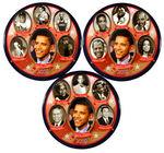 OBAMA LIMITED EDITION SET OF THREE BUTTONS IN 6" SIZE SHOWING BLACK CELEBRITIES.