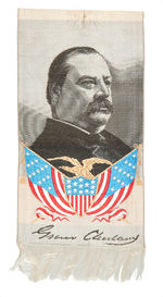 “GROVER CLEVELAND” WOVEN SILK CAMPAIGN RIBBON.