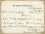 THEODORE ROOSEVELT UNION LEAGUE HAND SIGNED NOTE.